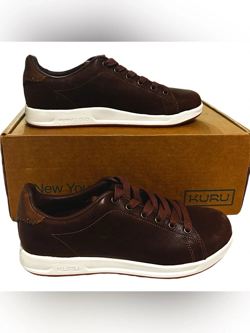 KURU Roam Shoes Mens Size 8 Clove Brown Leather Comfort Walking Sneakers Casual